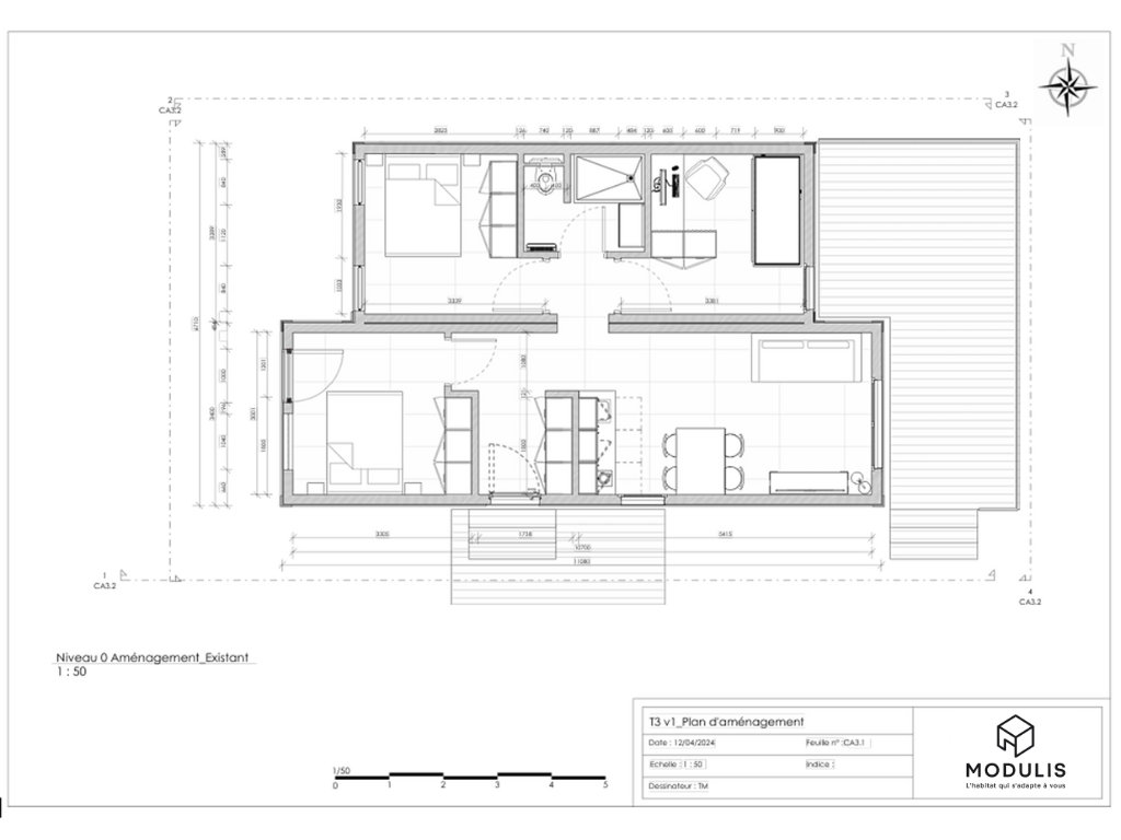 Plan T3 - 4 pièces