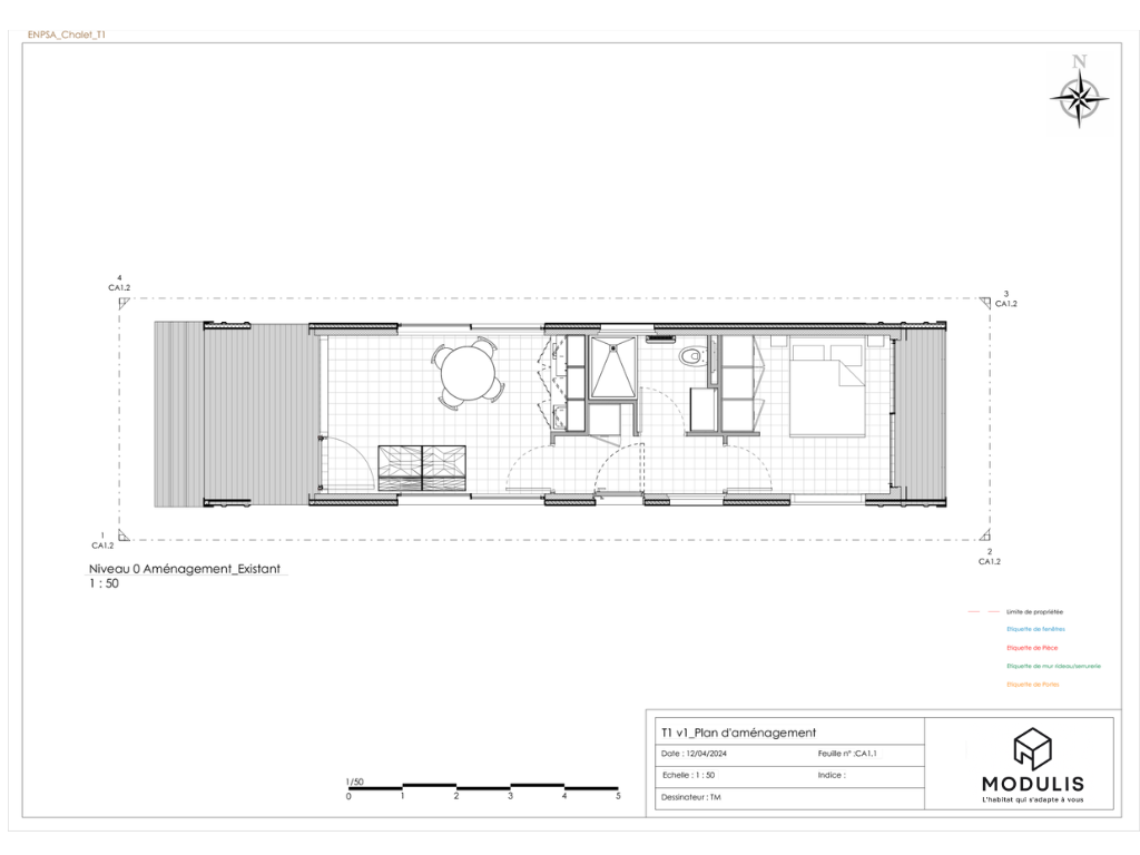 Plan T1 - 2 pièces