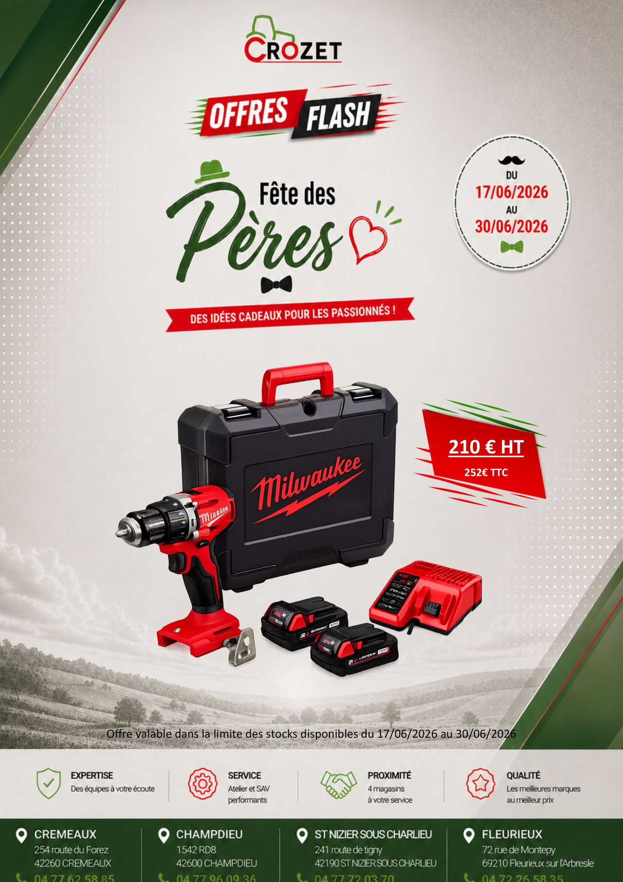 Offre Flash Fête des Pères : Kit Perceuse-Visseuse Milwaukee à Prix Réduit