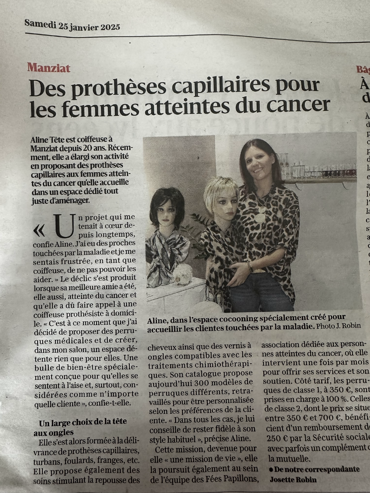 Parution dans Le Progrès : L'accompagnement personnalisé de Beauty Access - Manziat Tifs