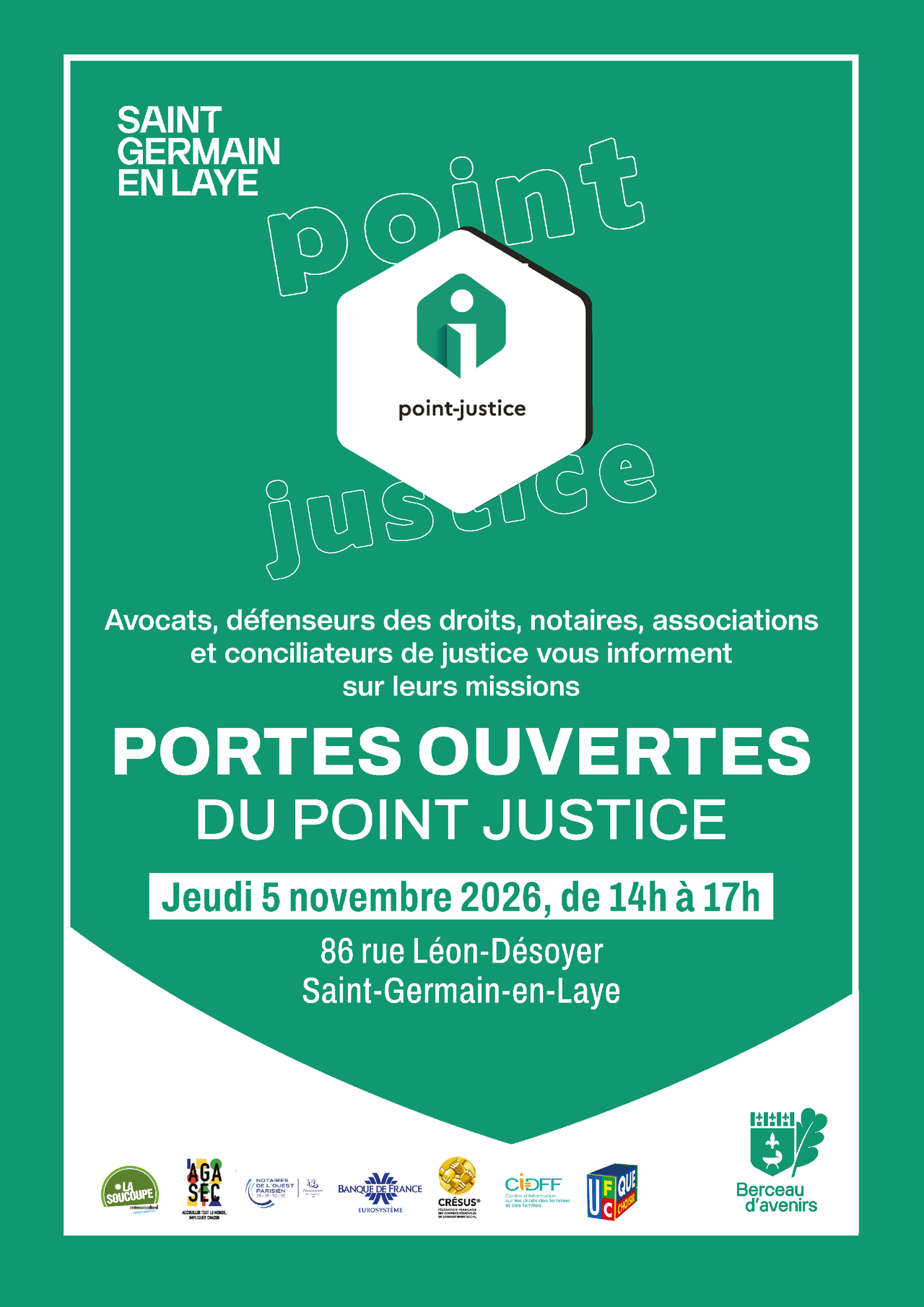 Portes Ouvertes au Point Justice de Saint-Germain-en-Laye le jeudi 5 novembre 2026