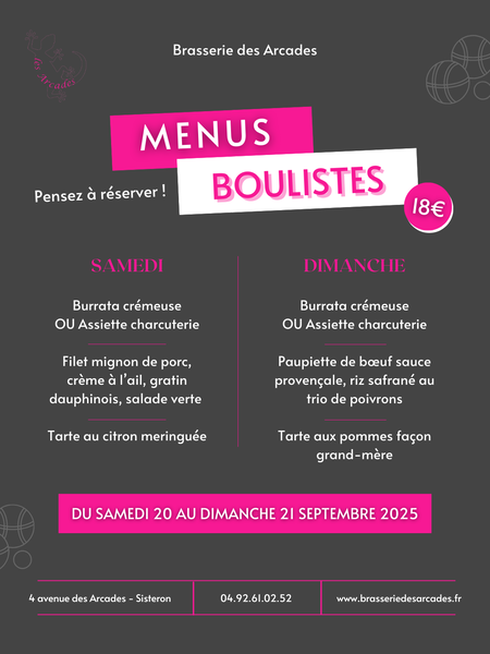 Menus spéciaux pour le Critérium
