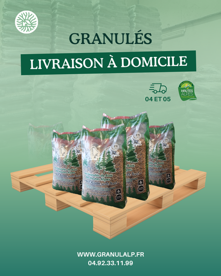 Des granulés de bois 100 % Hautes-Alpes, livrés à domicile !