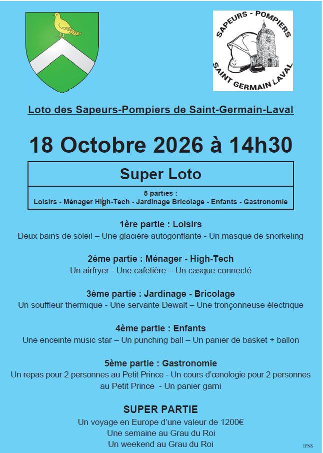 Loto de l'Amicale des sapeurs-pompiers
