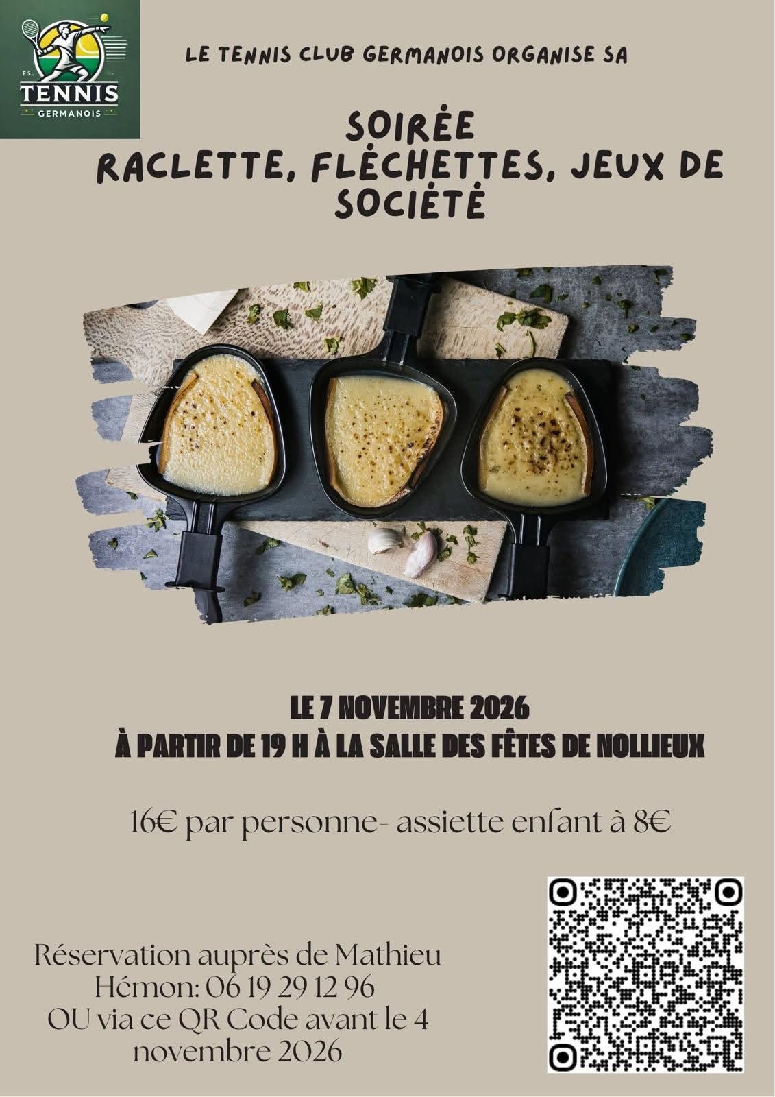 Soirée raclette et animations conviviales avec le Tennis Club Germanois