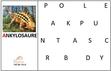 Dinosaures : les lettres des mots