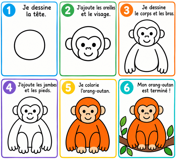 Dessin orang-outan par étapes