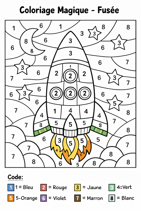 Coloriage magique MS de 1 à 8.