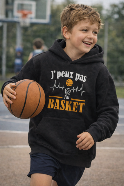 Sweat à Capuche Enfant "J’peux pas, j’ai basket"