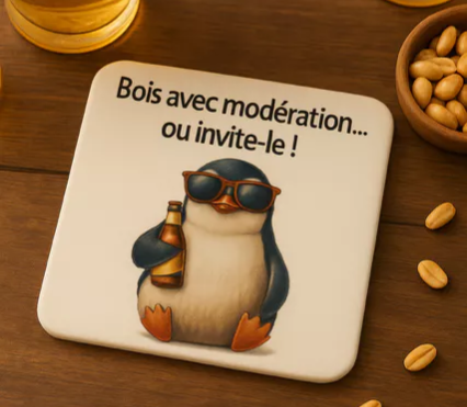  🍹 Dessous de verre – “Bois avec modération… ou invite-le ?” 🍷