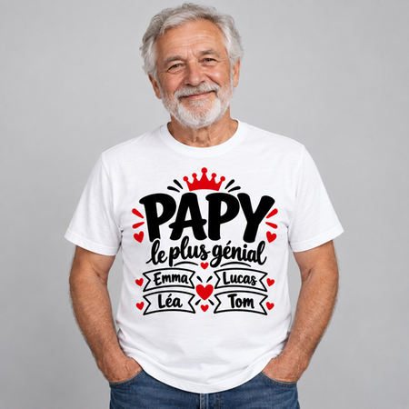 👴❤️ T-shirt homme « Papy le plus génial » personnalisé ❤️