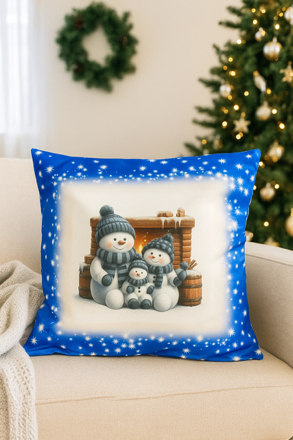 Coussin de Noël personnalisé « La famille bonhomme de neige » ☃️❄️🎄