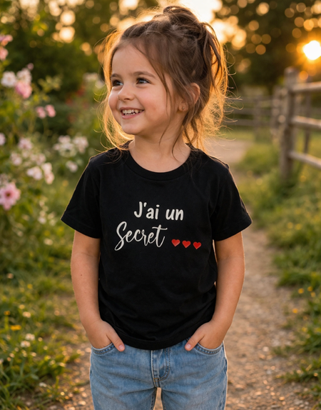 👕 T-shirt enfant « J’ai un secret… je vais être grande sœur (je suis trop contente !) »