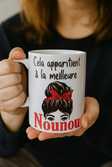 ☕ Mug blanc mat « Cela appartient à la meilleure nounou »