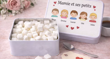 Boîte  de rangement personnalisée – « Mamie et ses petits » 🍬💖