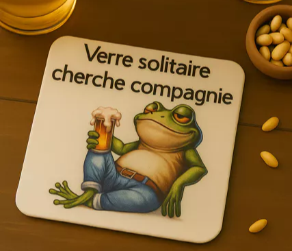 🍸 Dessous de verre – “Verre solitaire cherche compagnie” 🍻