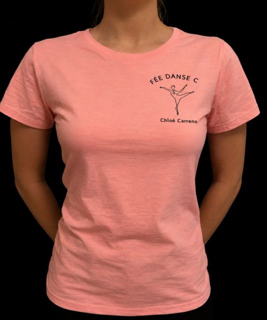 t shirt rose flocage logo poitrine