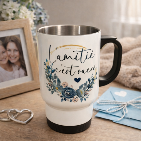 ☕ Tasse isotherme « L’amitié c’est sacrée »