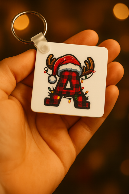 Porte-clés de Noël  avec votre initiale personnalisable” 🎅🔑 