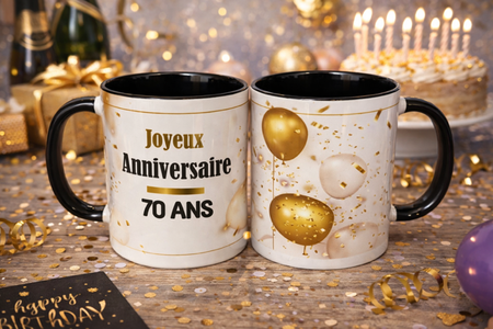 ☕ Mug blanc « Bon anniversaire 70 ans » - model 2