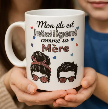 Mug Blanc Mat mon fils est intelligent comme sa mere