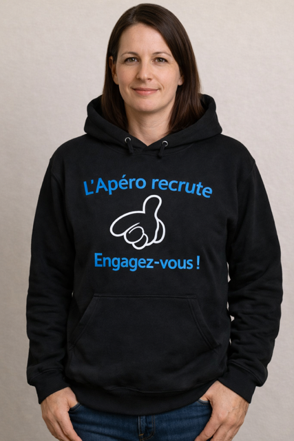 🍹 Sweat à capuche femme – “L’apéro recrute, engagez-vous” 🍻