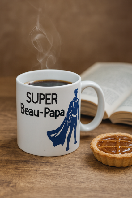 🦸‍♂️ Mug Blanc Mat – Super beau-papa 🦸‍♂️