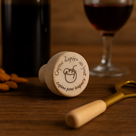 🍾 Bouchon de bouteille en liège « Copine d’apéro d’un jour, copine pour toujours »