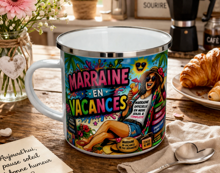 ☕ Mug acier « Marraine en vacances »