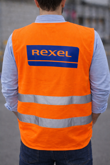 gilet orange de sécurité de dos personnalisé avec logo