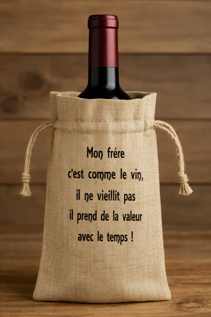 Sac à bouteille – “Mon frère, c’est comme le vin : il ne vieillit pas, il prend de la valeur avec le temps” 🍷😄