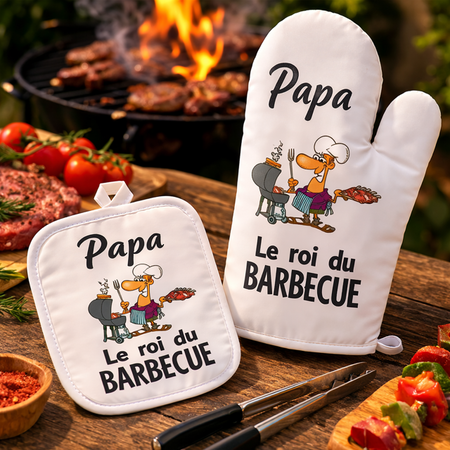 Gant + manique – Papa le roi du barbecue
