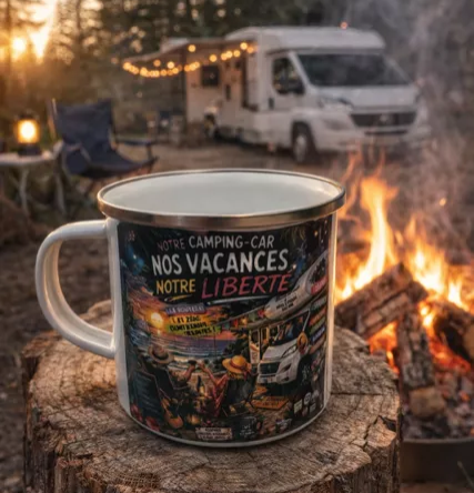 ☕ Mug acier « Notre camping-car, nos vacances, notre liberté »