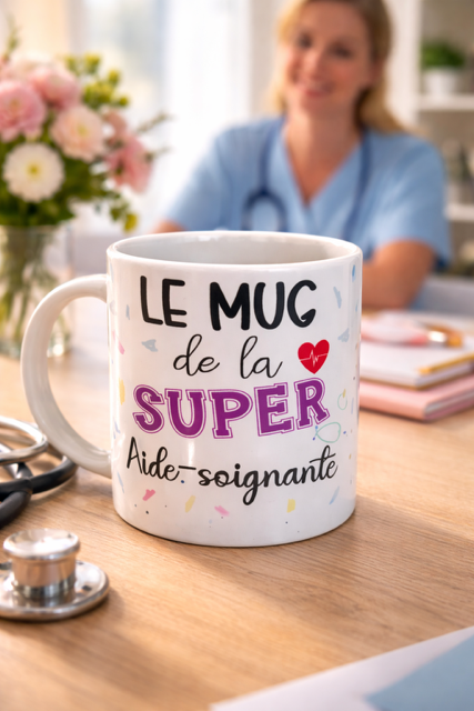 ☕ Mug blanc « Le mug de la super aide-soignante »