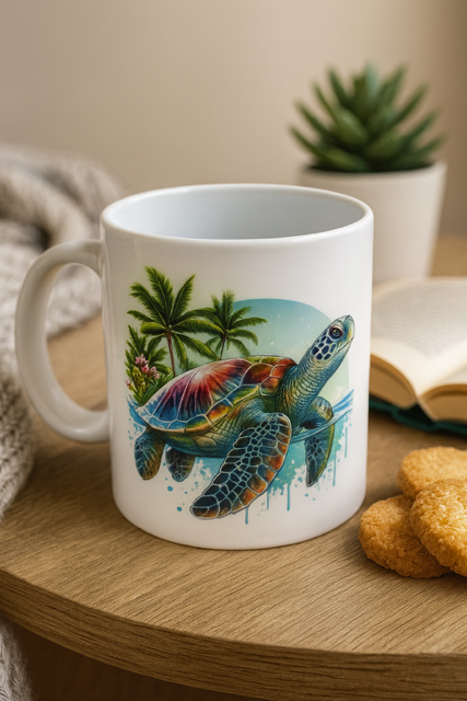 ☕ Mug blanc mat « Tortue de mer »