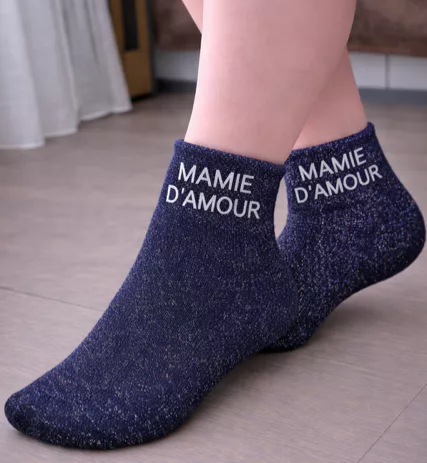 Chaussettes à paillettes « Mamie d’amour » 