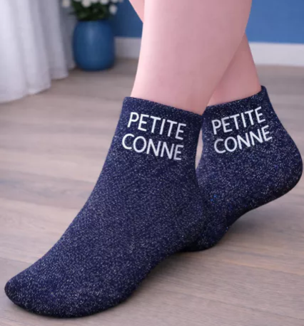 Chaussettes à paillettes « Petite conne »