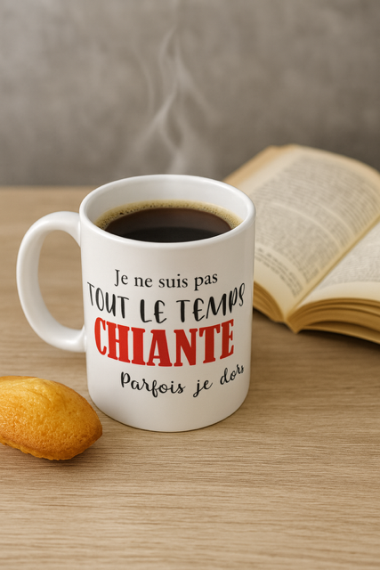 mug blanc mat "Je ne suis pas tout le temps chiante, parfois je dors" 
