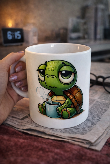 ☕ Mug blanc « Tortue café »