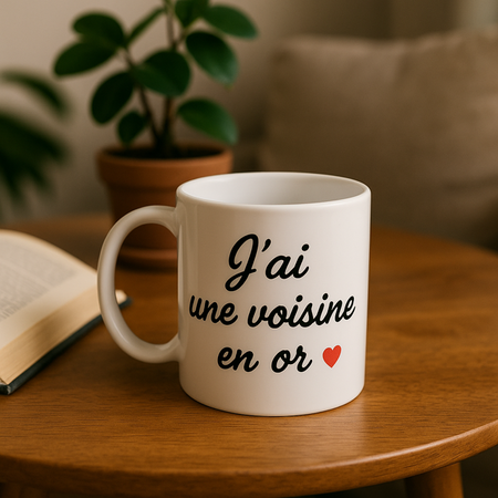 ☕ Mug blanc mat « J’ai une voisine en or »