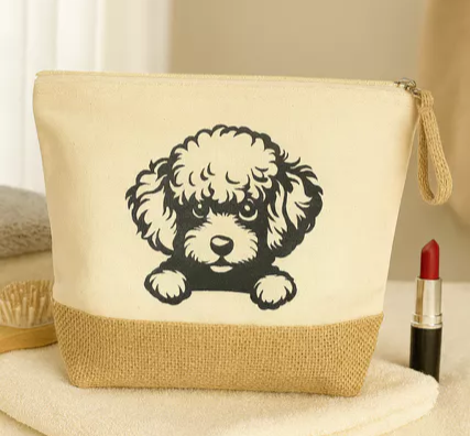 Trousse de toilette – Illustration Bichon Frisé 🐶☁️😄