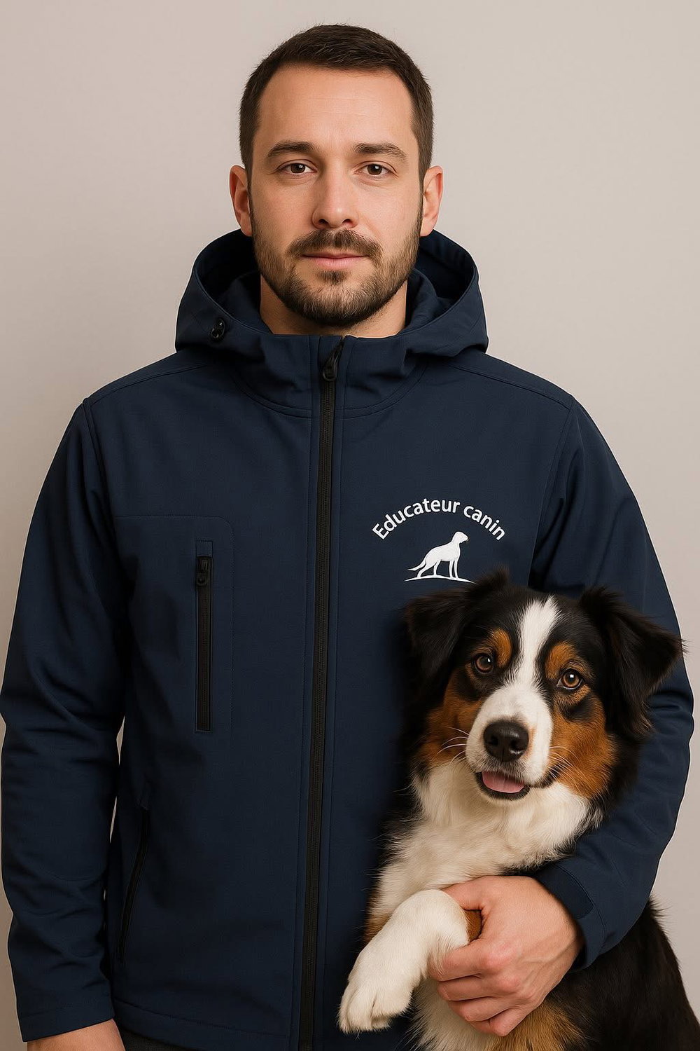 Blouson bleu marine softshell de face