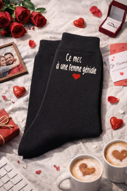 🧦 Chaussettes homme « Ce mec a une femme géniale »