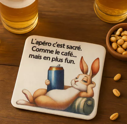 🍹 Dessous de verre – “L’apéro c’est sacré, comme le café… mais en plus fun” 🍻