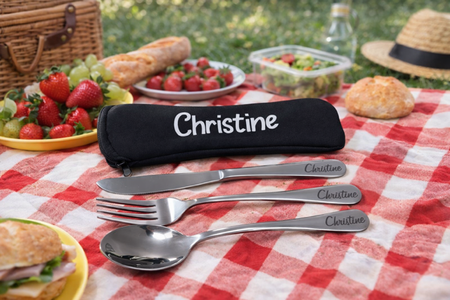🍴 Ensemble couverts en acier inoxydable– Gravure personnalisée 🍴