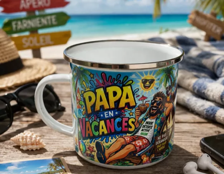☕ Mug acier « Papa en vacances »