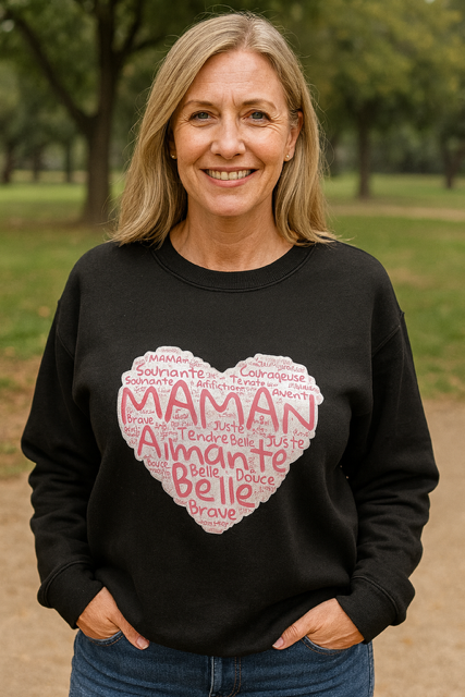 Pull femme avec cœur et le mot "Maman" 