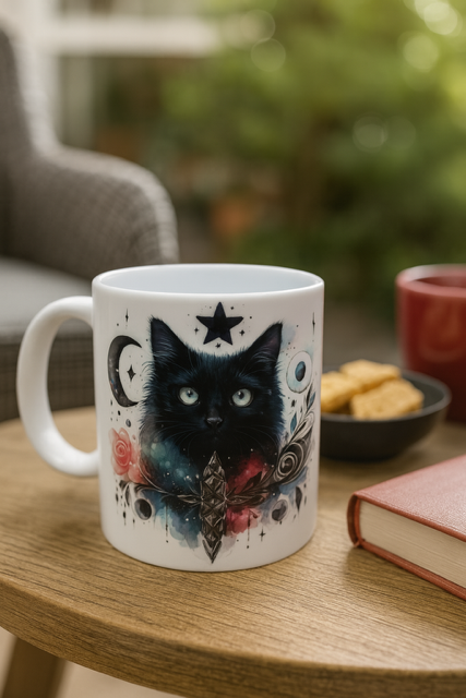 ☕ Mug blanc mat « Chat Noir »