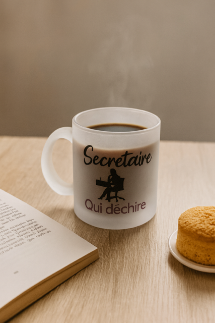 Mug en verre dépoli – “Secrétaire qui déchire” 