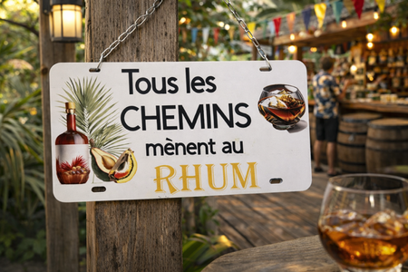 Plaque humoristique – “Tous les chemins mènent au rhum” 🍹😄